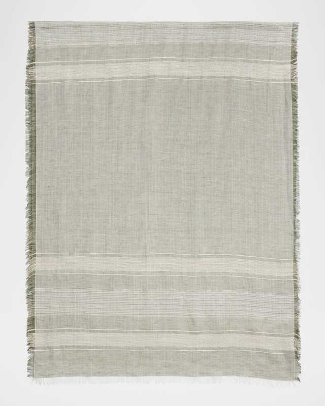 Striped Fringe-Trim Stole